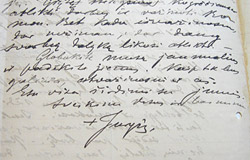 Arkivyskupo Jurgio Matulaičio laiško fragmentas